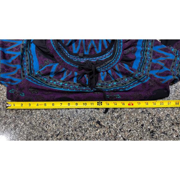 GNW Women Blouse Size S Purple & Blue All Over Print Boho Y2K Fairy Grunge - Picture 6 of 7